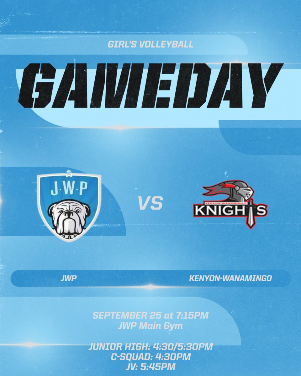 🔥 GAMEDAY 🔥  

Second home test of the week as JWP hosts KW for conference matchup! 

⚡ Bulldogs vs. Knights  
📍 JWP Main Gym | ⏰ 7:15pm
🎟 Tickets: gofan.co/app/school/MN1… 
📺 Stream: fan.hudl.com