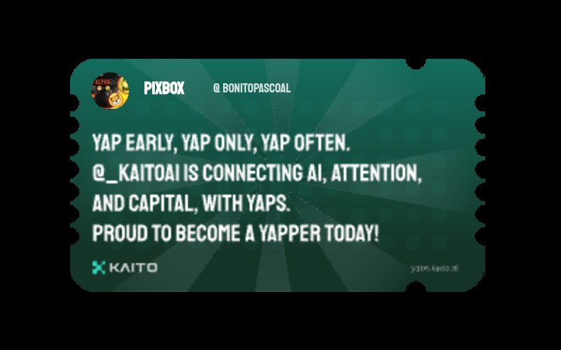 BonitoPascoal's tweet photo. Yap early, yap only, yap often.

@KaitoAI is connecting AI, attention and capital with Yaps.

Just claimed my social card and I'm accumulating Yap points in real-time.

Claim yours 👉 https://t.co/NIF6LSo1NY https://t.co/MpccZSyzEo