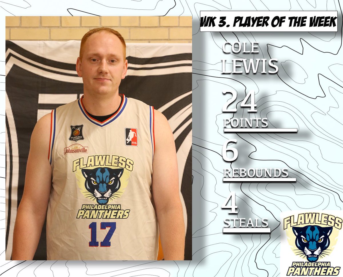 PLAYER OF THE WEEK – COLE LEWIS 
Big-time performance from Cole in Week 3 as he powered the Flawless Panthers with: 

24 points, 6 Rebounds, 4 Steals

Cole’s hustle on both ends of the court made all the difference, &amp; his leadership set the tone for the Panthers! 

#flawlesshoops