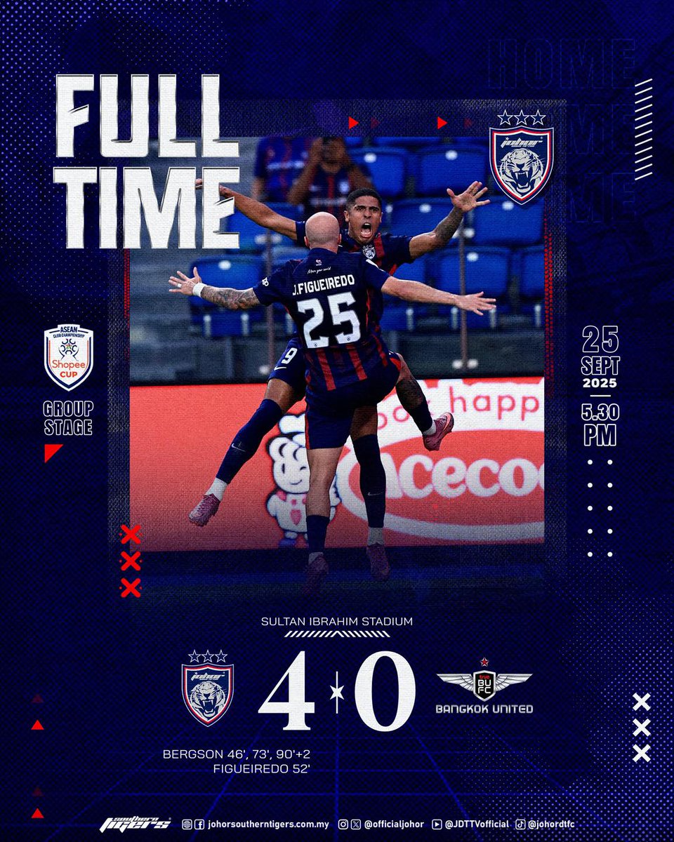 ⚽️ACC 2025/2026: JDT tundukkan Bangkok United FC 4-0

📷 <a href="/OfficialJohor/">JOHORSouthernTigers</a> 

#BernamaNews