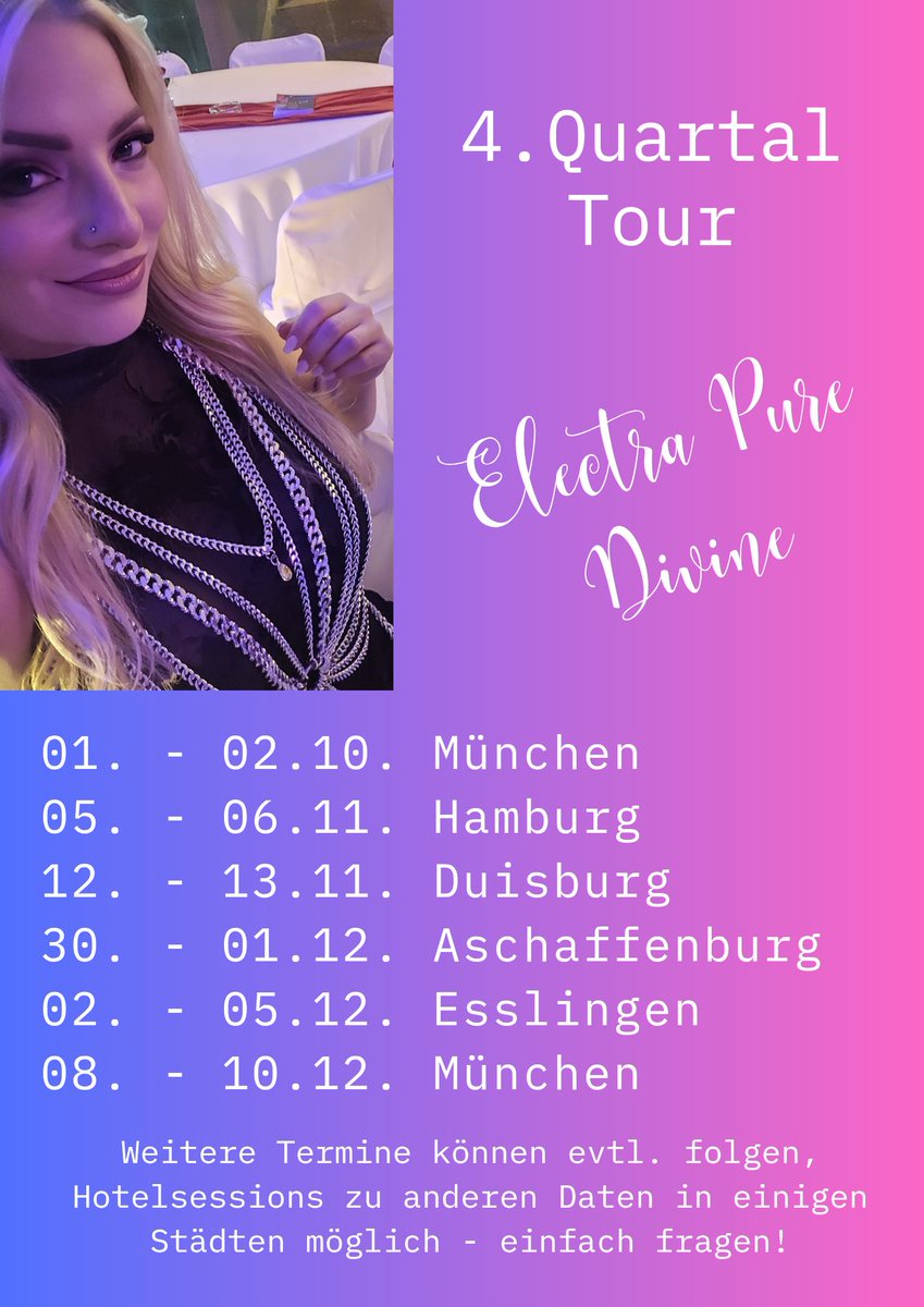 Das 4. Quartal bricht an 😈
Freue mich auf geile Sessions im letzten Quartal von 2025!
Lasst uns die kühle Jahreszeit heiß werden lassen 🔥