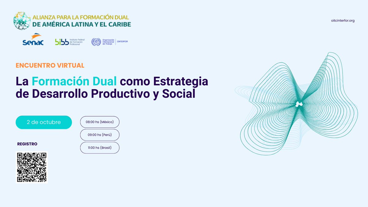 OITCinterfor's tweet image. 📢 #NuevaVC |  &quot;La Formación Dual como estrategia de desarrollo productivo y social&quot; 🌎💼

🗓️ 2 de octubre

⏰ 08h 🇲🇽 | 09h 🇵🇪 | 11h 🇧🇷

🔗 Registrate acá👉 bit.ly/48xavVk

#FormaciónDual