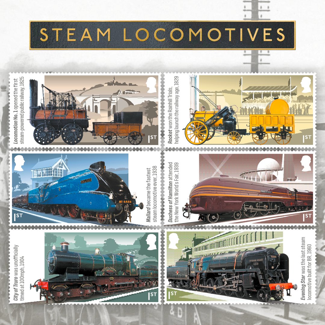 Royal Mail is celebrating the evolution of British steam locomotives on the 200th anniversary of the Stockton and Darlington Railway, which officially opened on September 27, 1825. #stamps #philately #stamp #stampcollection #filatelia #postagestamps #stampcollecting #philatelist