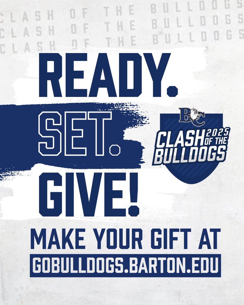 IT'S TIME!

CLASH OF THE BULLDOGS starts NOW!  Make your gift today and help power Barton forward!  🐾

🔗:  gobulldogs.barton.edu