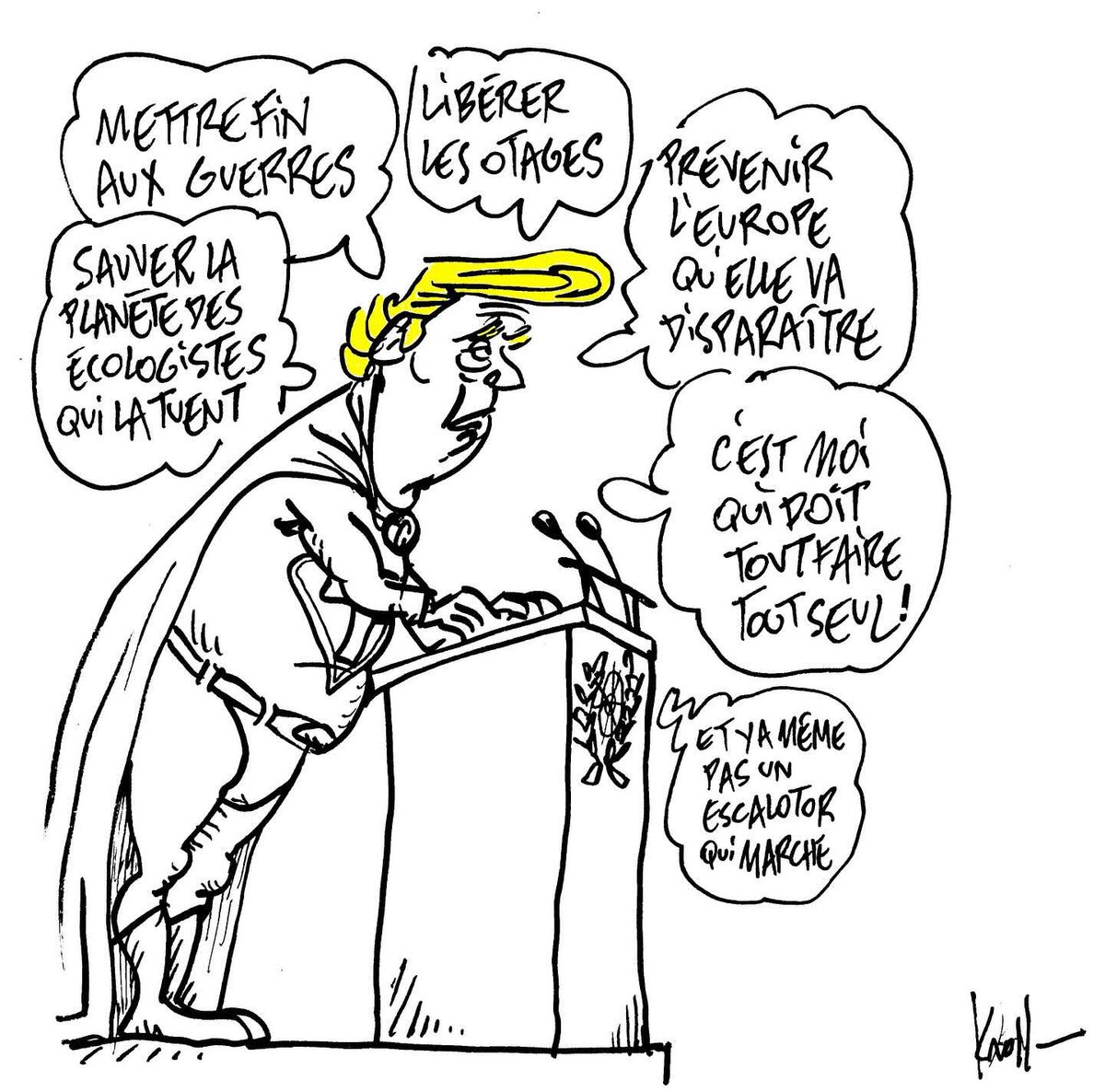 Et oui, le malheureux fait ce qu'il peut ... 😏
#Cartoon van <a href="/pierrekroll/">Pierre Kroll</a>.  👍