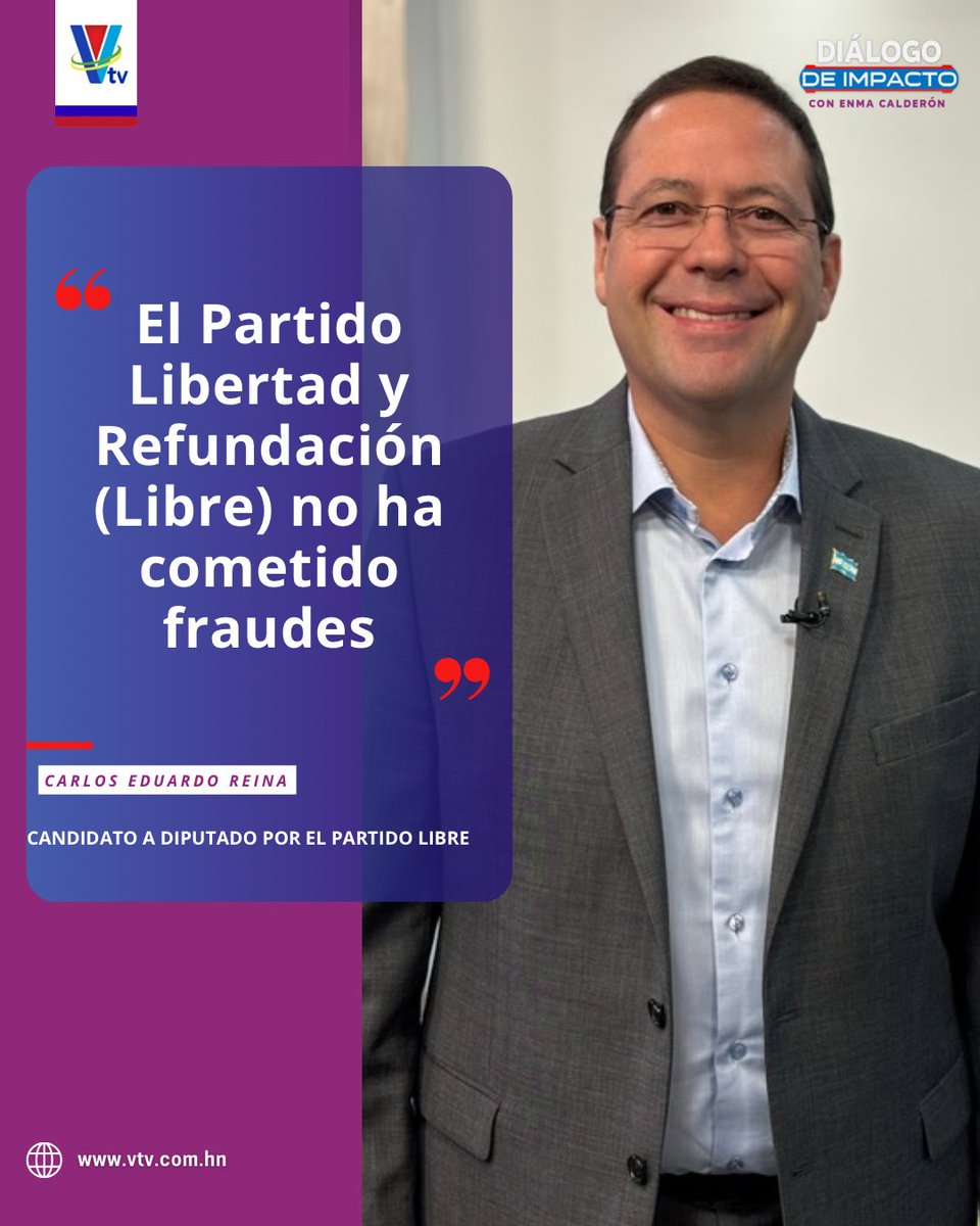 🔵🔴 “El Partido Libertad y Refundación (Libre) no ha cometido fraudes”, afirmó Carlos Eduardo Reina.

#Envivo con la periodista, Enma Calderón por #VTVsomostodos.

Envíe su opinión al Whatsapp +504 3182-5600.

¡Conéctese con nosotros!
📺 vtv.com.hn