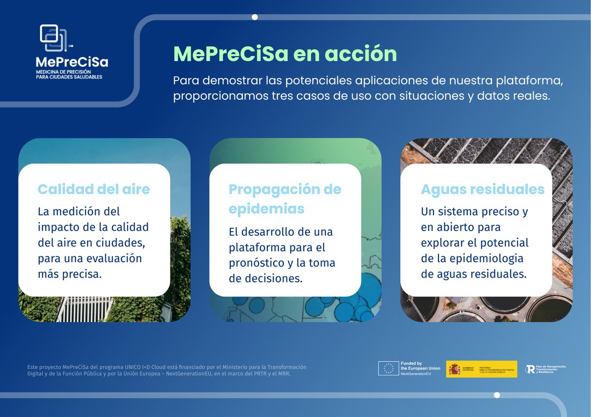 💡MePreCiSa trabaja en 3 casos de uso para las aplicaciones de su plataforma:

☁️Calidad del aire: medición del impacto en ciudades
🦠Propagación de epidemias: pronóstico y toma de decisiones
💦Aguas residuales: explorar el potencial de la epidemiología

🔗meprecisa.com