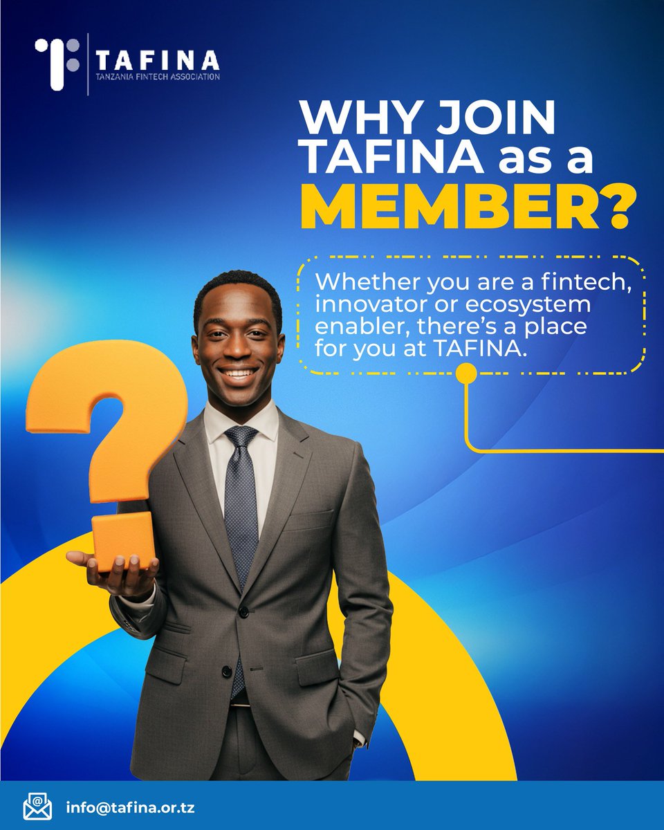 tafina_tz's tweet image. Why join TAFINA? From policy advocacy to unmatched visibility, here&apos;s how
membership empowers fintech players. Join today! #JoinTAFINA #FintechFuture