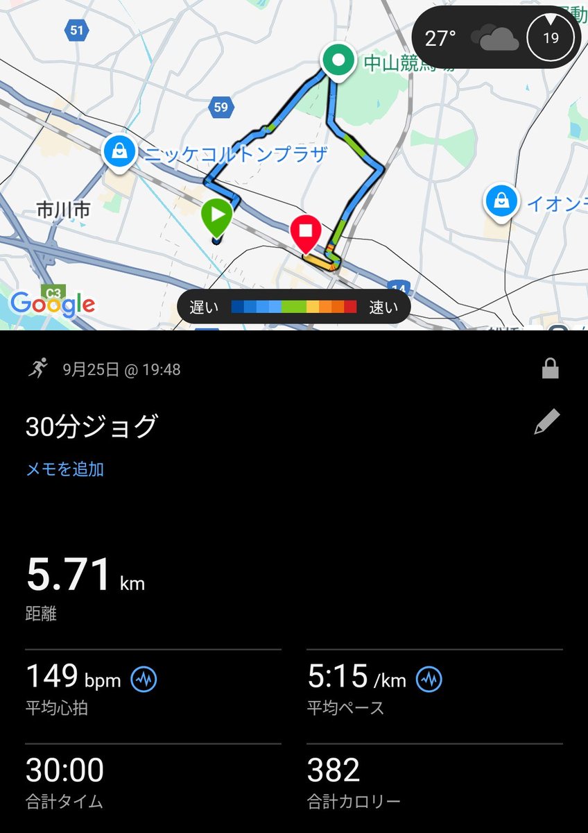のんびり@4/20かすみがうらマラソン (@nombiri_running) on Twitter photo 30分ジョグ&30分トレミ
ちょっとムシャクシャしていたので😡、速めのペースで起伏のあるコースを走りストレス発散💨
頭を冷やしてトレミでは傾斜15%でゆっくり…3kmがやたら長く感じました😎 30分ジョグ&30分トレミ
ちょっとムシャクシャしていたので😡、速めのペースで起伏のあるコースを走りストレス発散💨
頭を冷やしてトレミでは傾斜15%でゆっくり…3kmがやたら長く感じました😎