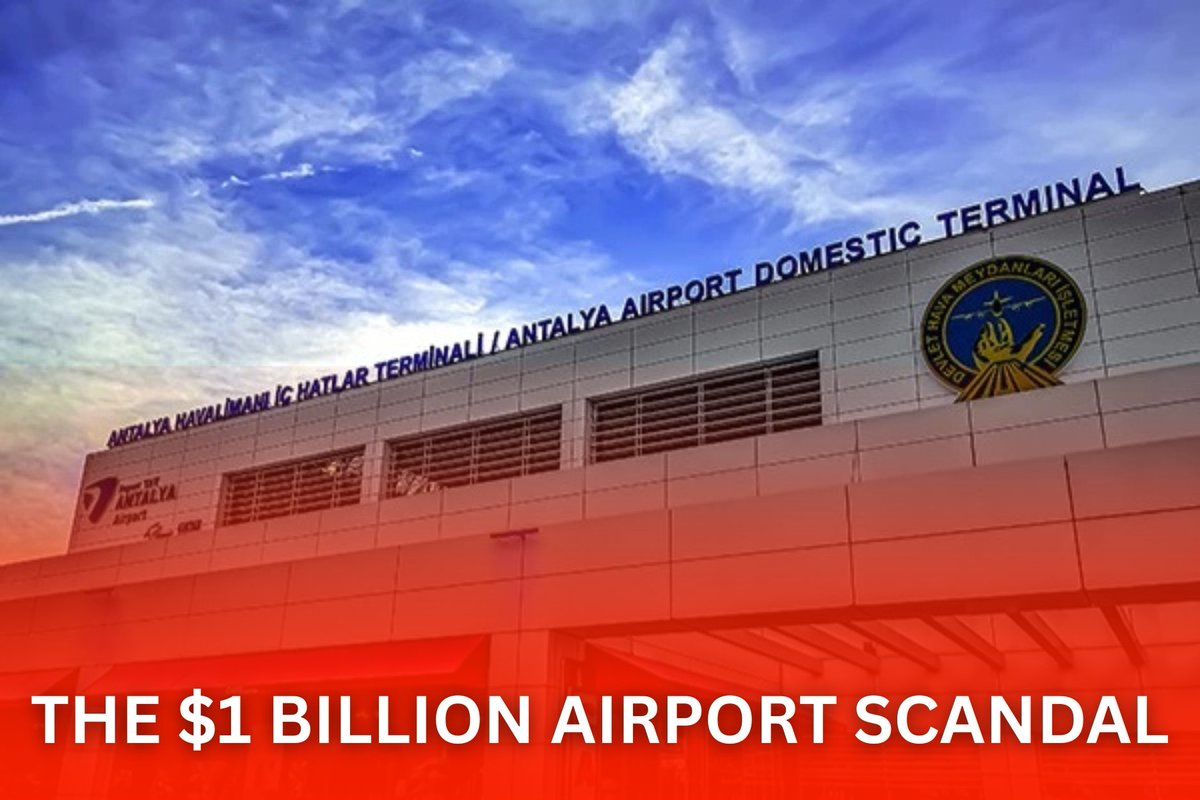 YourAnonTV's tweet photo. #OpTurkey | 🔴 In 2007, the tender for Antalya Airport was allegedly manipulated.
Yeşildağ claims Erdoğan ordered the exclusion of Çelebi Holding — a higher bidder — so the contract would go to Fraport-IC, a loyalist firm.
📉 State loses $1B.
💰 Erdoğan’s circle gains. https://t.co/lHmyLufoR8