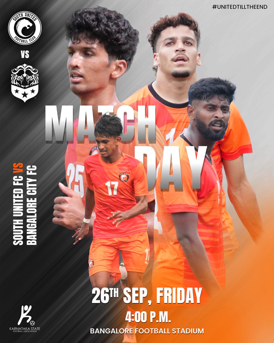 ⚡GAME TIME ENERGY⚡
The stage is set, the squad is charged, and we’re ready to turn the heat on! ⚽

🆚 Bangalore City FC
📅 26th September | 🕓 4:00 P.M.
📍 Bangalore Football Stadium
🎟 Free Entry

Don’t miss the clash – catch it LIVE on @KSFAOfficialChannel 🎥