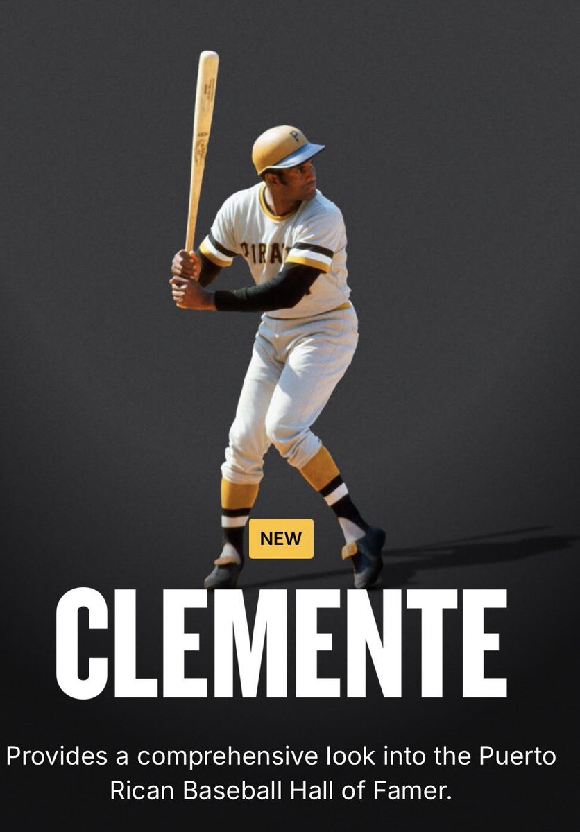Whether you’re a <a href="/Pirates/">Pittsburgh Pirates</a> fan or just a baseball fan period, this is a documentary you need to watch!! 

Once of the greatest players ever to play the game. MLB needs to retire his number!!!

Available to stream via the History Channel app. 

<a href="/RClementejr21/">Roberto Clemente Jr</a> #pirates #MLB