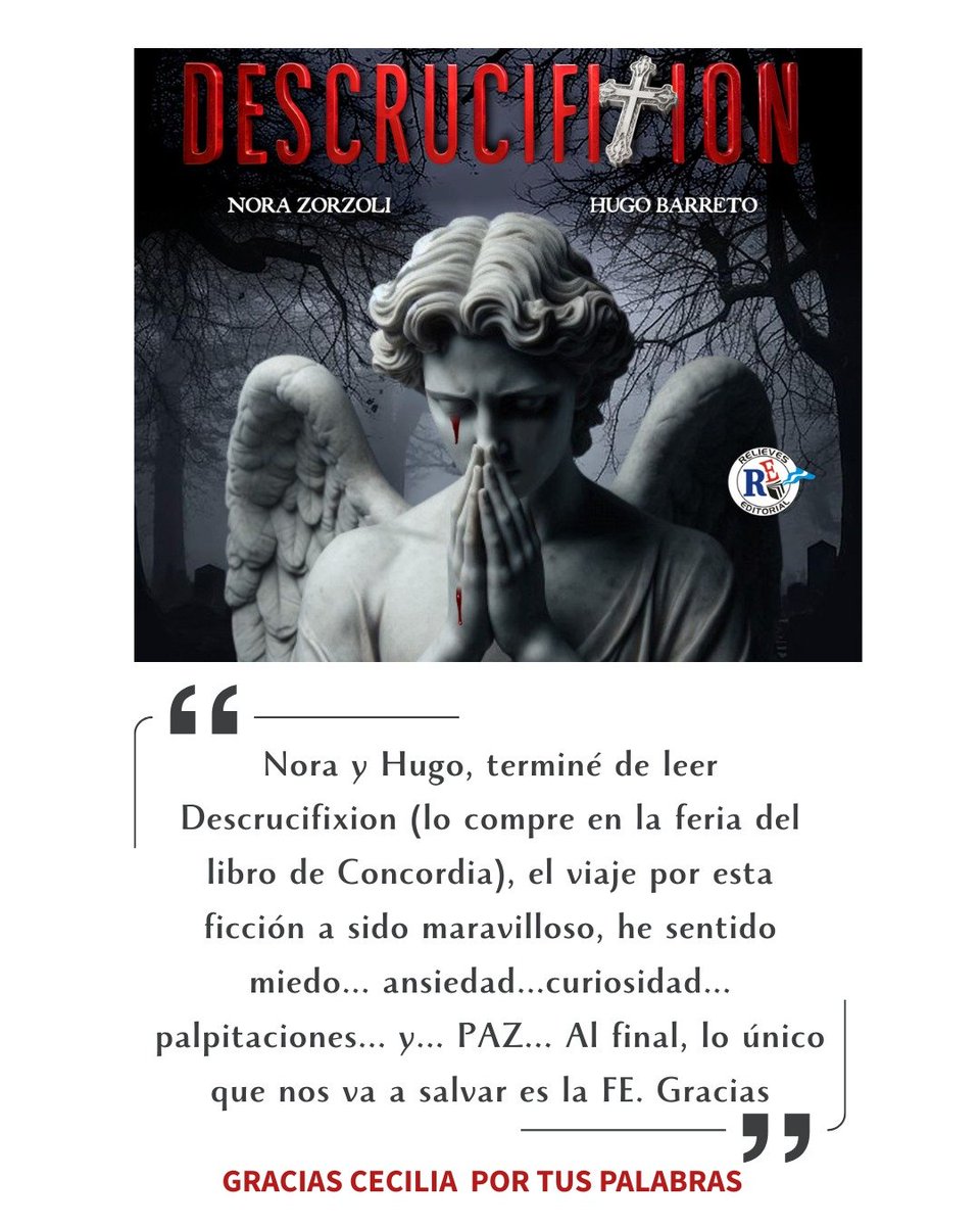 🙏 Gracias Cecilia 🙌 Tus palabras nos confirman que Descrucifixión logra lo que buscamos: estremecer, inquietar y dejar huella💀
📚Leélo en Amazon o pedilo por mensaje directo en @norayhugoescritores
#Descrucifixion #TerrorPsicologico #Suspenso #NoraZHugoEscritores #AmazonBooks