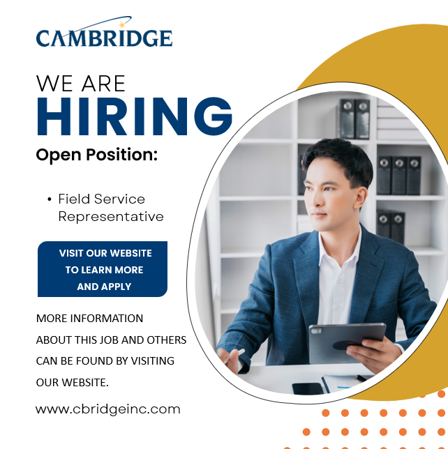 cbridgeinc's tweet photo. We're Hiring! We have an exciting position we're looking to fill right away:
- Field Service Representative - https://t.co/Z74KI2IYz4
Apply now or if you know someone who might be a good fit email recruiting@cbridgeinc.com https://t.co/jLBZrxNRNK