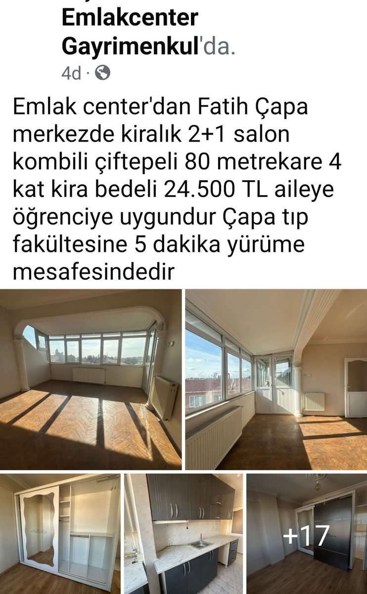 Emlak center'dan Fatih Çapa merkezde kiralık 2+1 salon kombili çiftepeli 80 metrekare 4 kat kira bedeli 24.500 TL aileye öğrenciye uygundur Çapa tıp fakültesine 5 dakika yürüme mesafesindedir