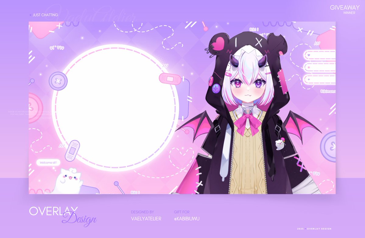 WINNER FROM THE OVERLAY GIVEAWAY <a href="/KabibiUWU/">🩷Kabibi🍭👻💜</a> ♡ 💜

I love this Overlay so much ! The theme was so cool (´꒳`)♡ 

Thank uu again for your participation Kabibi ! 💗

#vaelyatelier #vtuber #VtuberUprisings