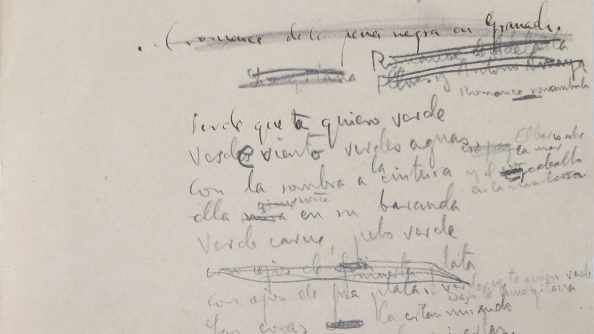 El inicio del manuscrito del "Romance sonámbulo" de Lorca