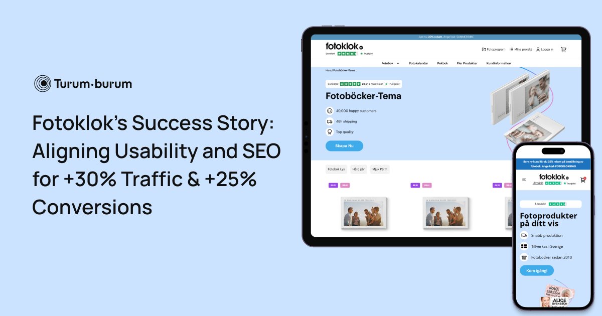 📸 Fotoklok’s digital growth story:
 +30% traffic
 +25% conversions

Thanks to amazing teamwork with TopDog (topdog.nu) &amp; Fotoklok  (fotoklok.se)🙌

 Full case 👉 turumburum.com/blog/fotokloks…
