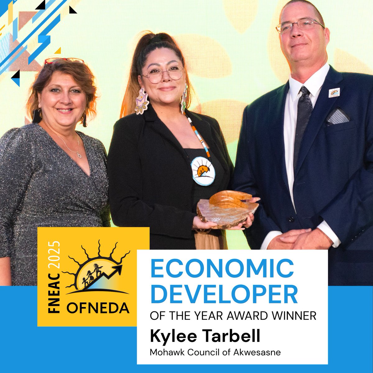 OFNEDA_ON's tweet image. Congratulations to Kylee Tarbell of @MCAkwesasne on being named #EconomicDeveloper of the Year at #FNEAC25. Your leadership, dedication &amp;amp; impact continue to inspire communities across Ontario and beyond. Meegwetch for all that you do to advance #Indigenouseconomicdevelopment.