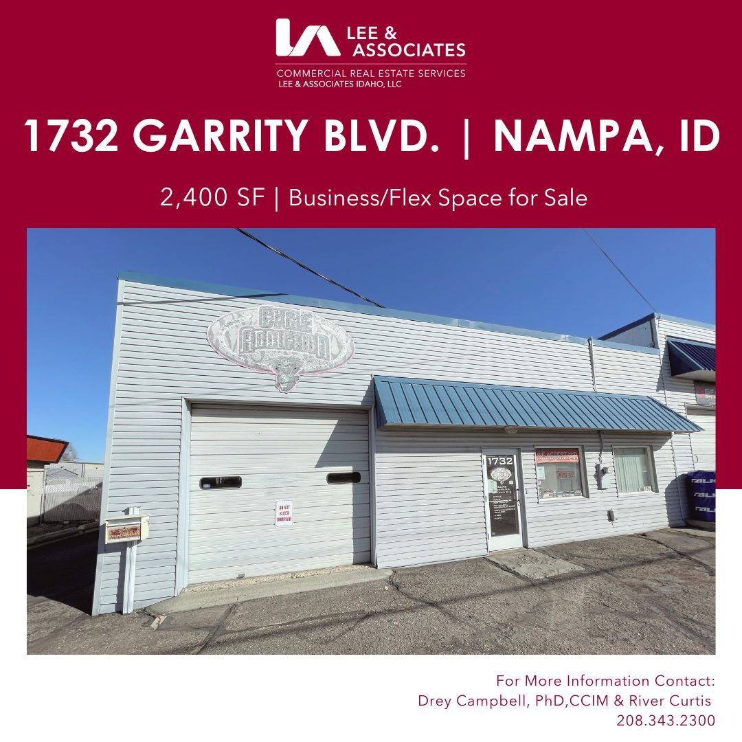 2,400 SF | Business/Flex Space For Sale | Nampa, ID #cre #realestate #forsale #business # flex #commercialrealestate #leeassociates #Commercialrealestatebrokersboise #realestateinvestor

Please Visit: monkeylink.co/9889b4