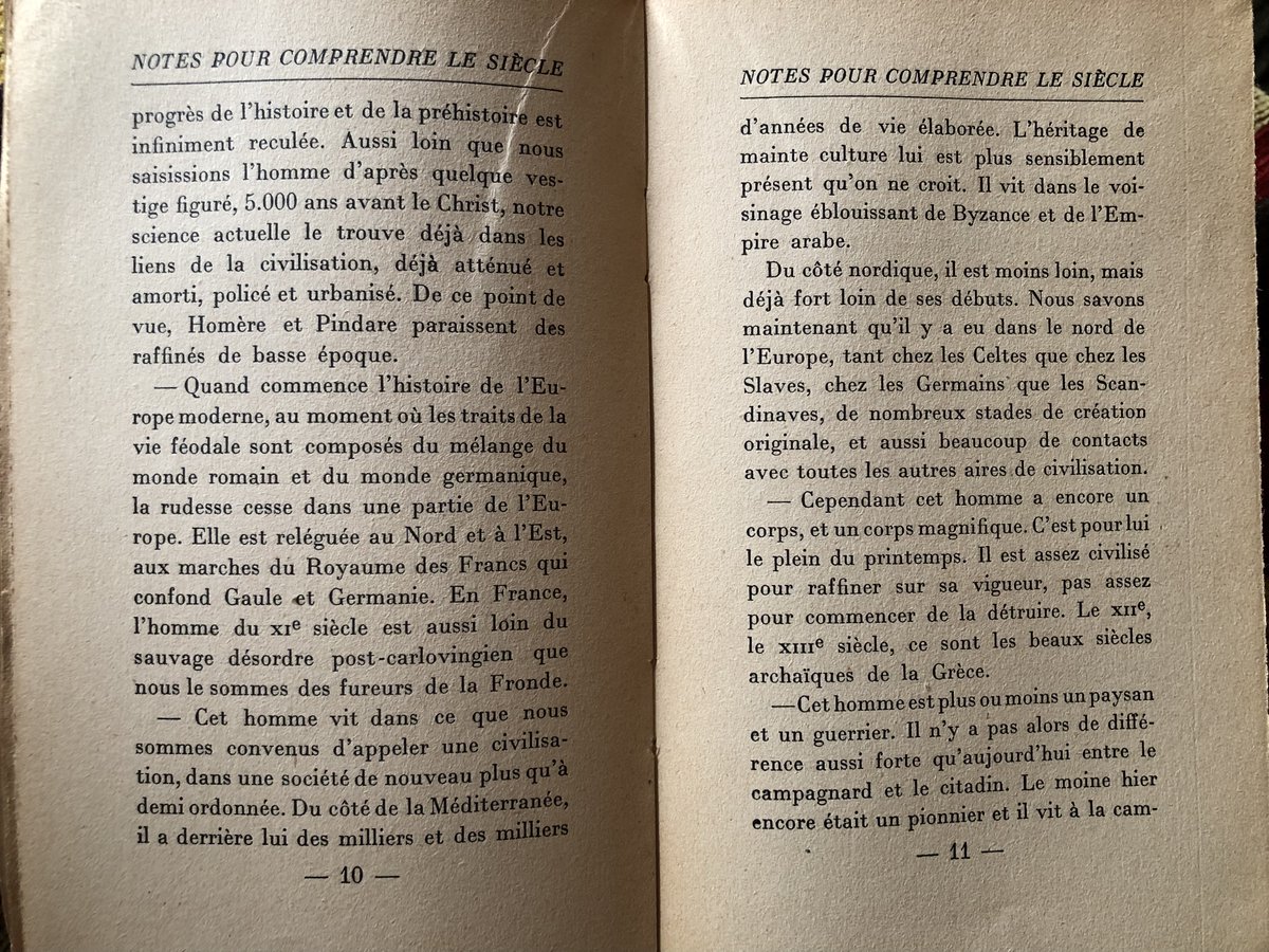 ekrichev's tweet image. Notes pour comprendre le siècle, de Drieu la Rochelle - premières pages sur l&apos;équilibre du corps et de l&apos;âme au Moyen Âge.