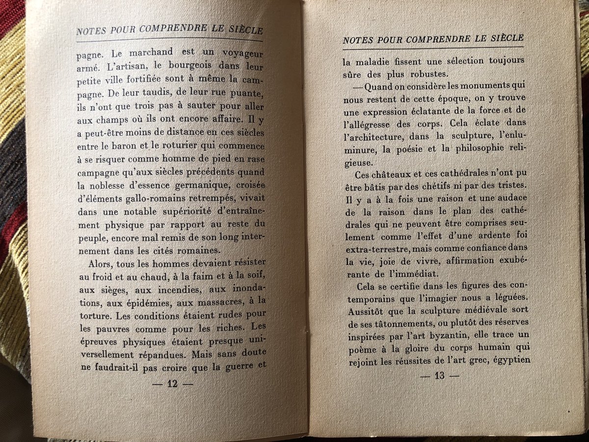 ekrichev's tweet image. Notes pour comprendre le siècle, de Drieu la Rochelle - premières pages sur l&apos;équilibre du corps et de l&apos;âme au Moyen Âge.