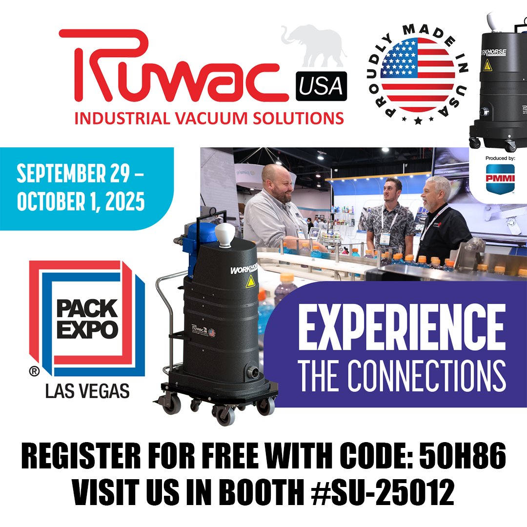 Stop by Booth # SU-25012 to learn how our latest solutions are driving innovation and efficiency. Our team will be on hand to discuss how we can support your business goals with tailored strategies and cutting-edge technology. Comp Code: 50H86. #PACKEXPOLasVegas #RuwacUSA