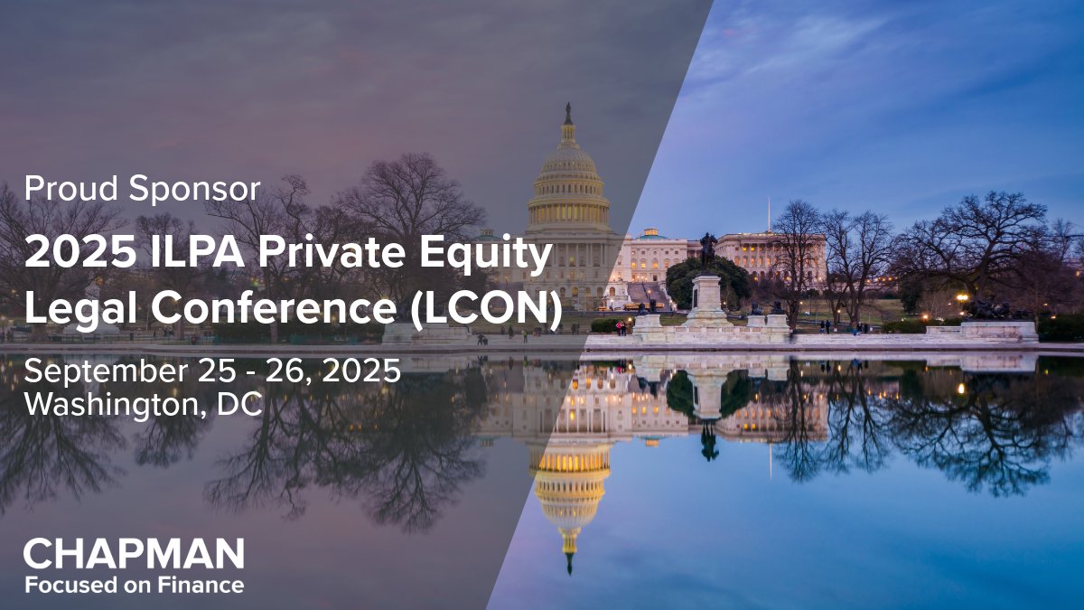 Chapman proudly sponsors the 2025 @‌ilpaorg Legal Conference! As part of our industry-leading investment mgmt. grp., members of our private funds team will attend. Connect with group leader Kelley Bender, Brannon Andrews, Kimberly Bischoff, &amp; Kathryn Maass!bit.ly/4mIqio0