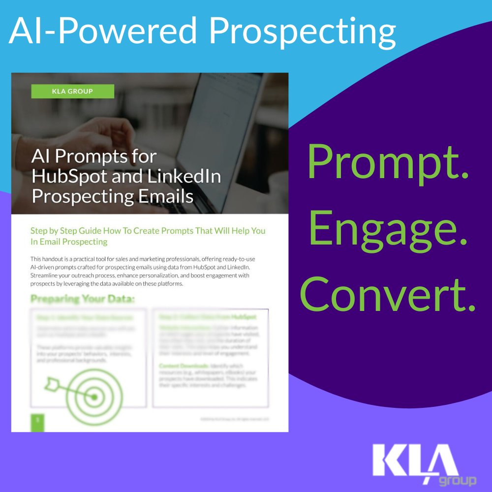 KendraLeeKLA's tweet image. Still writing cold emails manually? It’s time to scale smarter. Get 7 AI prompts that create personalized emails prospects actually want to open. Free guide. #KLAGroup #AIforSales 🔗 hubs.li/Q03GY4Z70