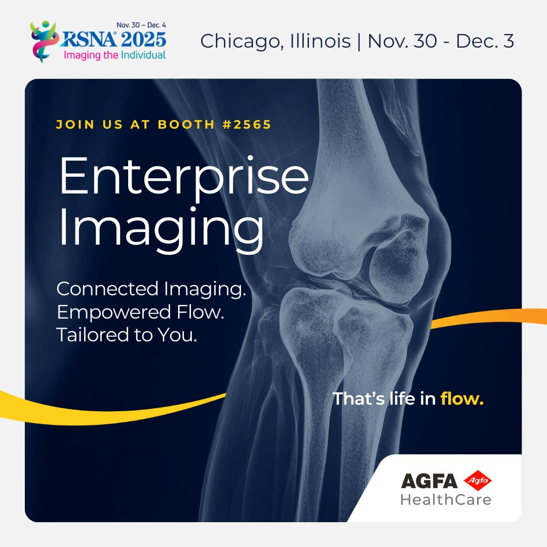 agfahealthcare_'s tweet image. When your imaging tools work the way you do, your focus stays where it matters most.

Discover AGFA HealthCare’s tailored imaging experience live at #RSNA2025 Booth #2565

#RadiologyWorkflow #DiagnosticFlow #ReportingAutomation #EnterpriseImaging #RSNA2025 okt.to/tAainu