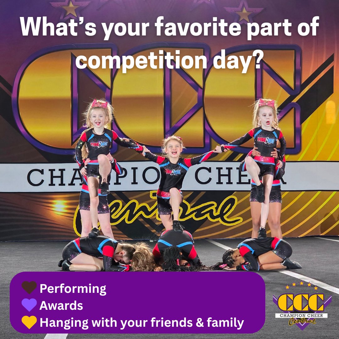 What is your favorite part of competition day?  🖤 Performing  💜 Awards 💛 Hanging with your friends &amp; family. Vote below!