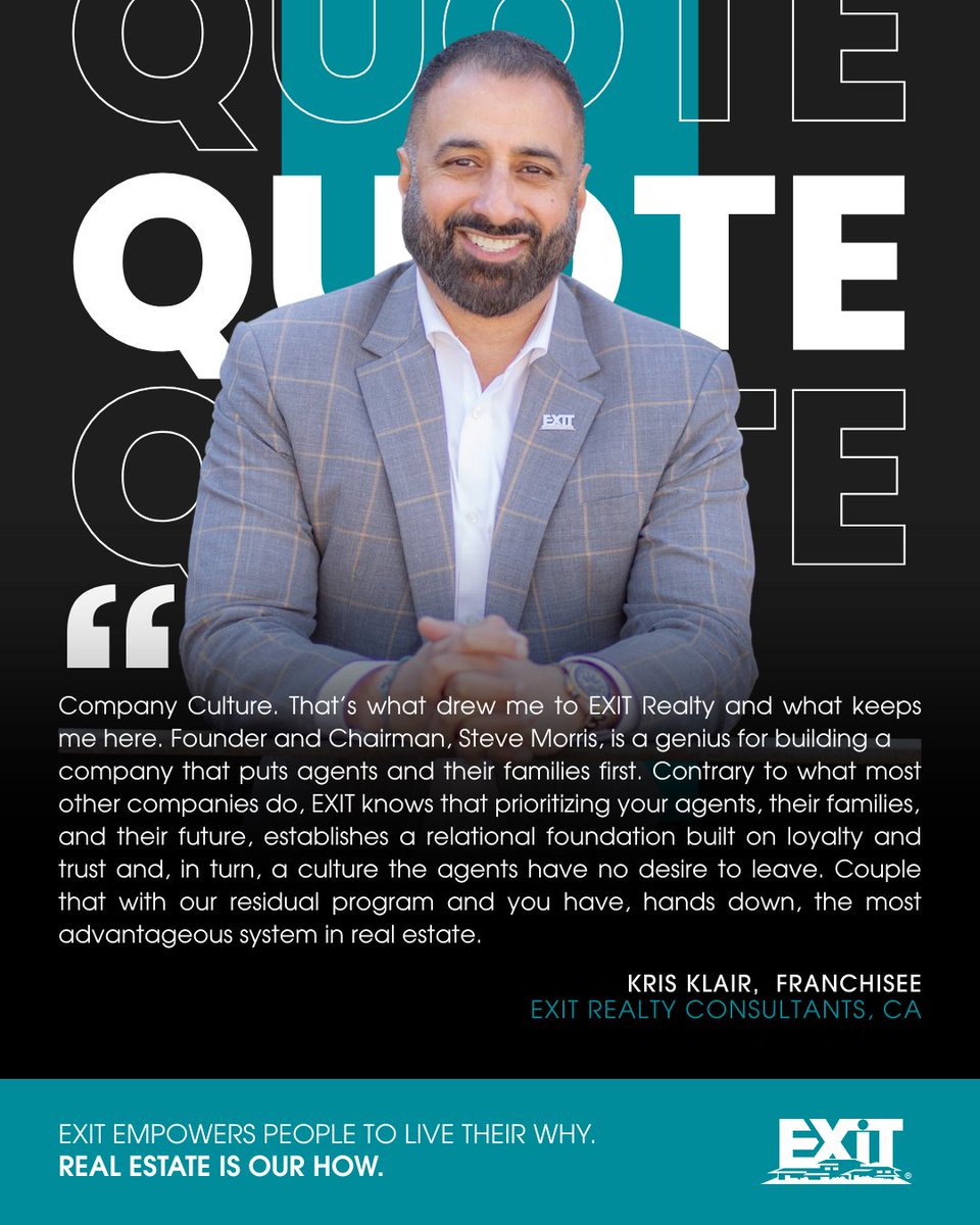 exitrealtycorp's tweet image. Kris Klair, Franchisee of EXIT Realty Consultants, with 10 office locations in California, shares his thoughts on what drew him to the brand. #exitrealty
