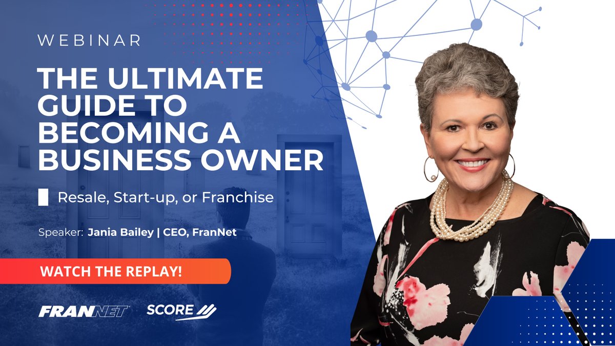 JBFranNet's tweet image. Want to be your own boss, but not sure which path is right for you? Check out our recent webinar with SCORE: score.org/event/ultimate…

#Entrepreneurship #BusinessOwnership #Franchising #SCORE