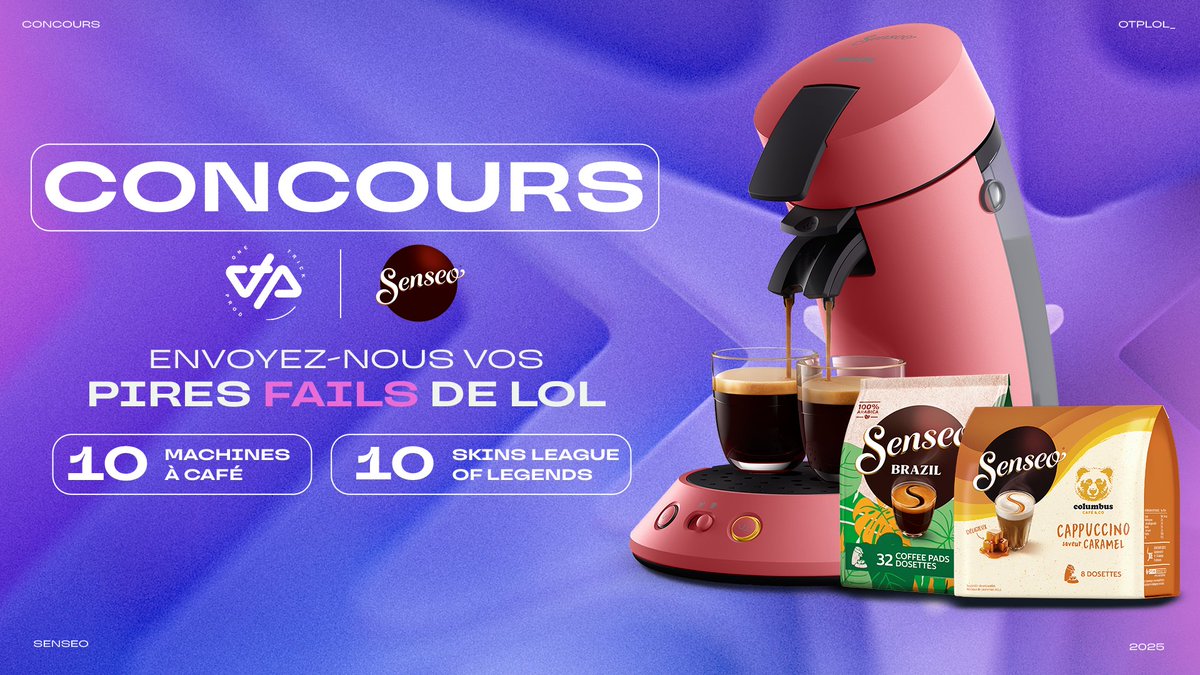OTP_LoL's tweet image. 📢 CONCOURS 📢

À l’occasion des EMEA Masters, avec Senseo on vous fait gagner des machines à café et des skins Café Chouchous !

Pour participer :
-RT ce tweet
- Réponds avec un de tes PIRES fails sur LoL (screen ou vidéo)

Si tu es sélectionné.e, Senseo te console !
📅 10…