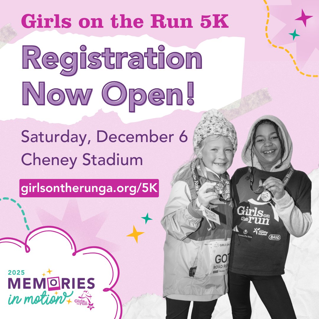 Get ready to lace up and make memories that will last a lifetime! Do your future self a favor and be a part of a day that sparks joy that lasts long after you cross the finish line. Registration is now open for our fall 2025 Girls on the Run 5K! girlsontherunga.org/5k