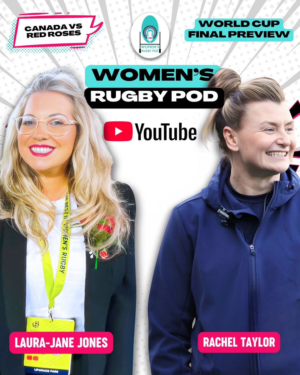 𝗪𝗢𝗥𝗟𝗗 𝗖𝗨𝗣 𝗙𝗜𝗡𝗔𝗟 𝗣𝗥𝗘𝗩𝗜𝗘𝗪 | #RWC2025
Laura-Jane Jones 🎙️ and Rachel Taylor 🏴󠁧󠁢󠁷󠁬󠁳󠁿 

Sports Broadcaster Laura-Jane Jones and Wales Legend Rachel Taylor join Johnnie to preview the 2025 Women’s Rugby World Cup Final.

youtu.be/IsF58fg7x4I?si…

#ThisEnergyNeverStops