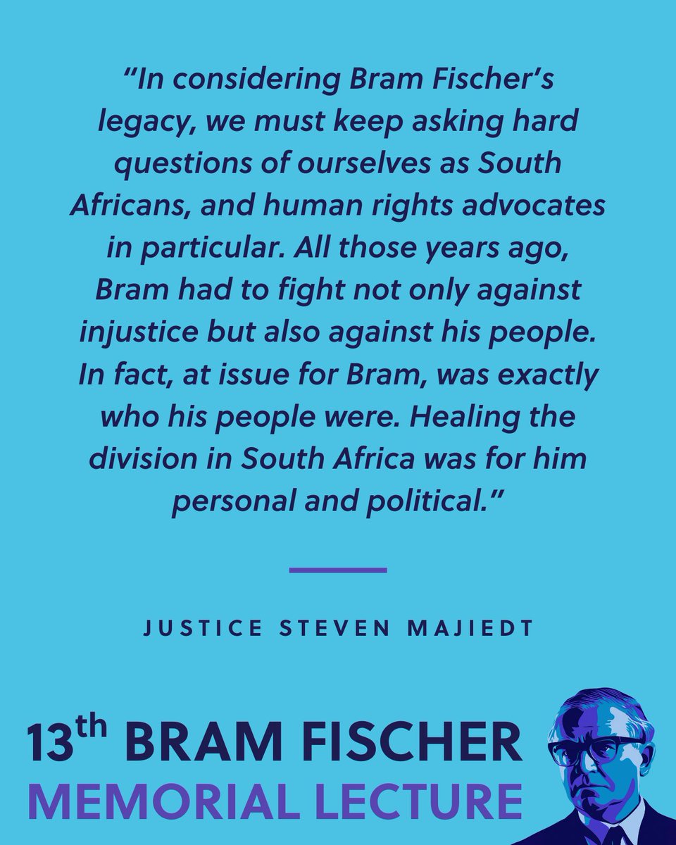 Justice Majiedt reminds us: Bram Fischer’s defiance was not just against injustice, but for hope. His legacy is a summons to courage, resilience, and active citizenship — to step into the dock of our own time. ✊📜 #BramFischer #MajiedtLecture #RuleOfLaw #LRC