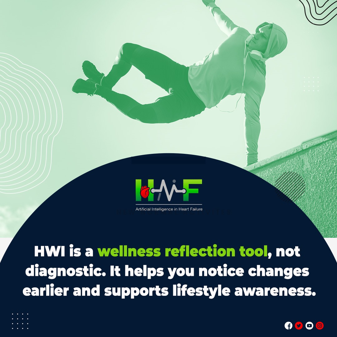 HaifTech's tweet image. HWI is a wellness reflection tool, not diagnostic. It helps you notice changes earlier and supports lifestyle awareness.

#HAIF #WorldHeartDay #HeartFailureAwareness #BreakTheSilence  #TogetherWeLaunch #InnovationForHearts #NewBeginnings
