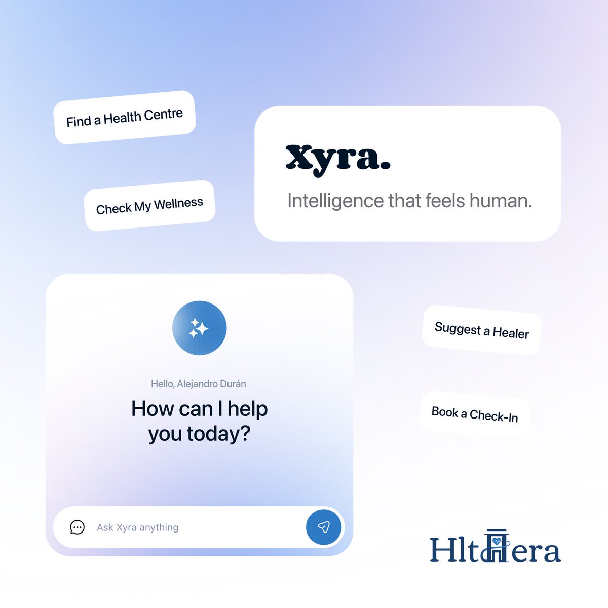 hlthera's tweet photo. ✨ The future of care understands you.

Meet Xyra — AI that listens 👂, interprets 🧩, and guides you to the right healer in seconds ⏱️.

Intelligence, designed around you.

#Hlthera #FutureOfCare #AIinHealthcare #HealthcareReimagined #DigitalHealth #HealthInnovation https://t.co/MDxcnYiQC7
