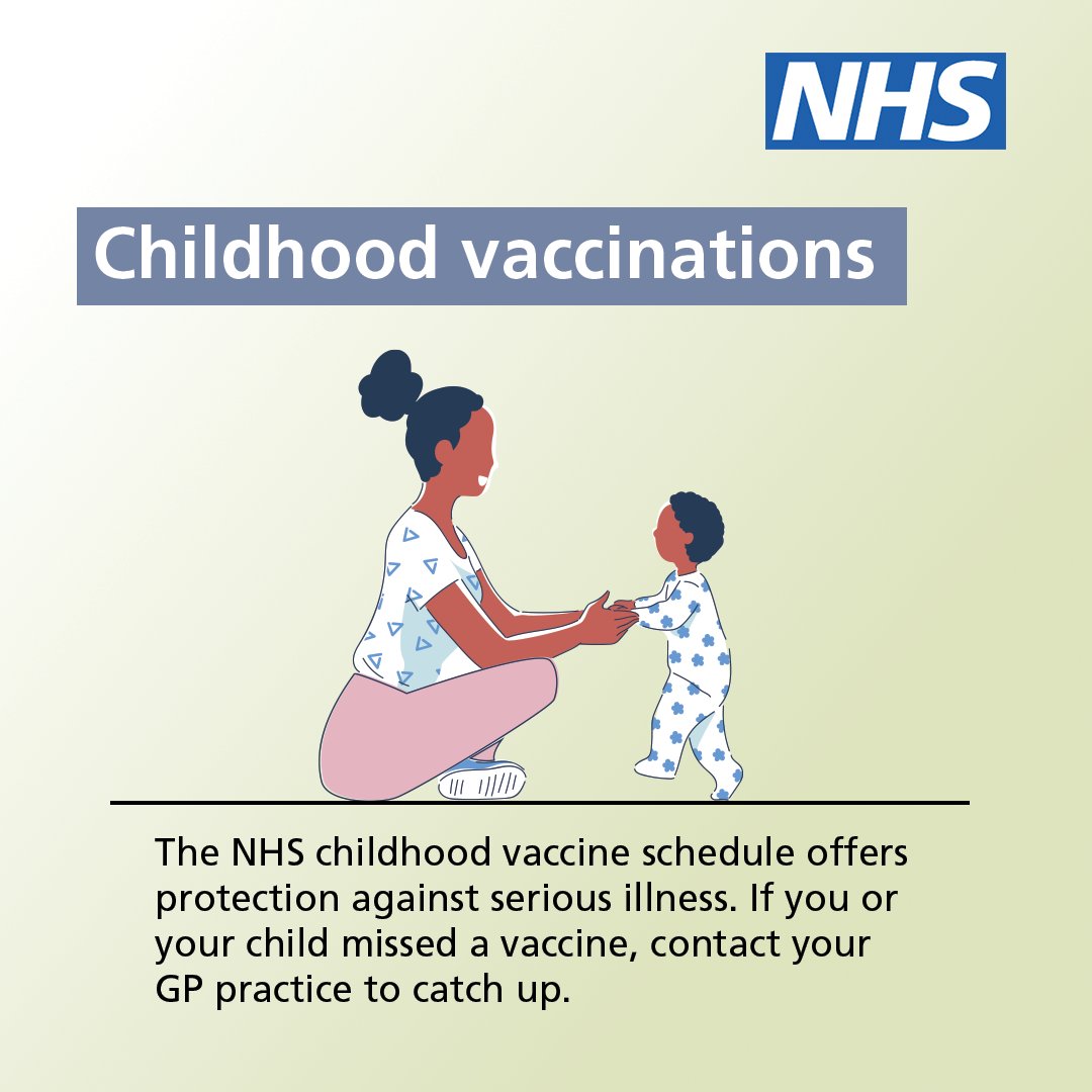 Childhood vaccinations help protect against serious illnesses like measles, meningitis and whooping cough. It's important your child has their vaccines when invited — this gives them the best protection at the right time. More advice ➡️ ow.ly/UuwL50WQcGH