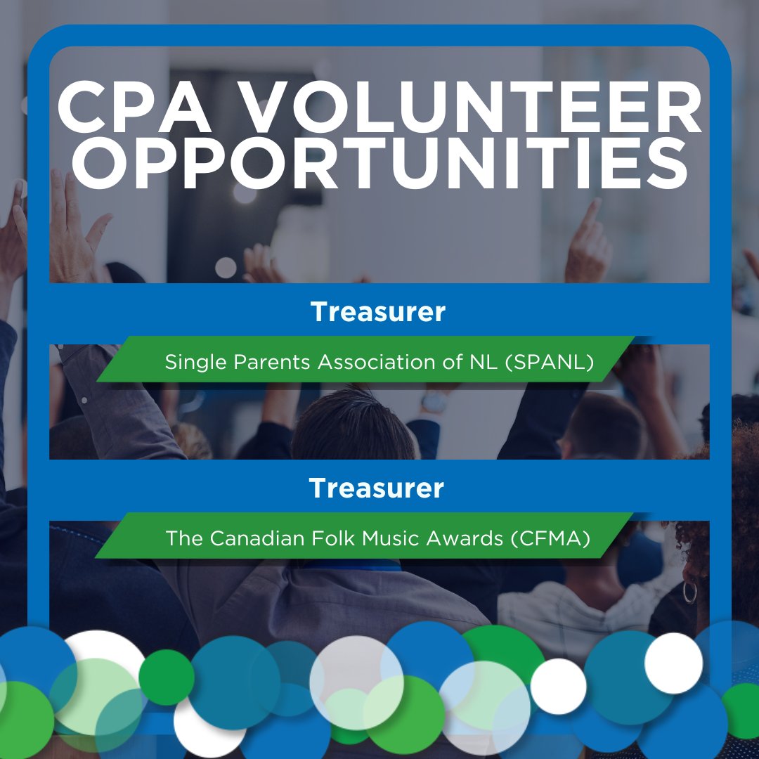 Looking for ways to give back and get involved?
Check out the latest CPA volunteer opportunities available on our website.

Visit our Volunteer Opportunities page to learn more and apply: cpanl.ca/.../Opportun..…