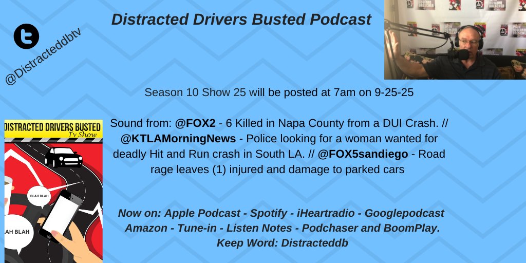 distracteddb's tweet photo. Now Posted: New Podcast Show - Thanks to @KTVUFOX2 @KTLAMorningNews and @fox5sandiego for the audio in this show. Thanks to all the followers, who have downloaded these shows. https://t.co/Ior3Xk5a8Y