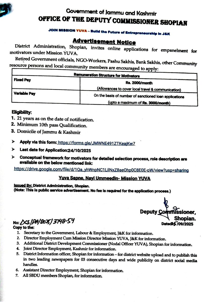 District Employment & Counselling Centre, Shopian tweet media