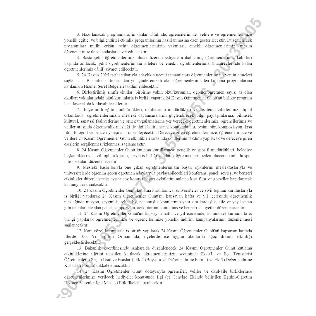 24 Kasım Öğretmenler Günü Genelgesi Yayımlandı.