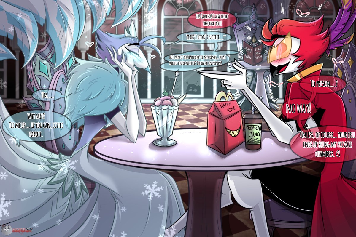 I'm done! =D Who guessed who #Andrealphus is on a date with?
#Icyago #HelluvaBoss #HelluvaBossfanart #Vassago #HelluvaBossAndrealphus #Stella #HelluvaBossStella #stolas #Blitzø #HelluvaBossVassago