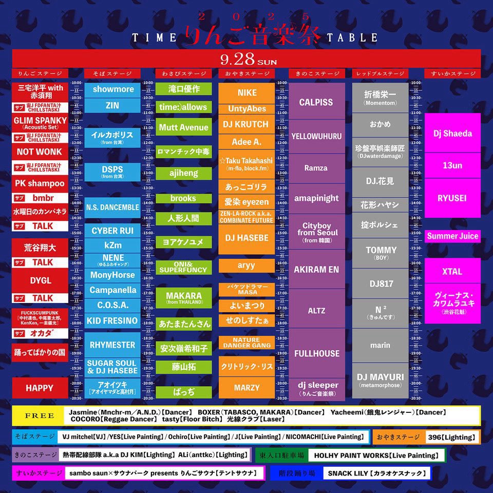 りんご音楽祭2025
9/28 わさびステージに出演します
出番は17時50分〜です
是非お越しください
