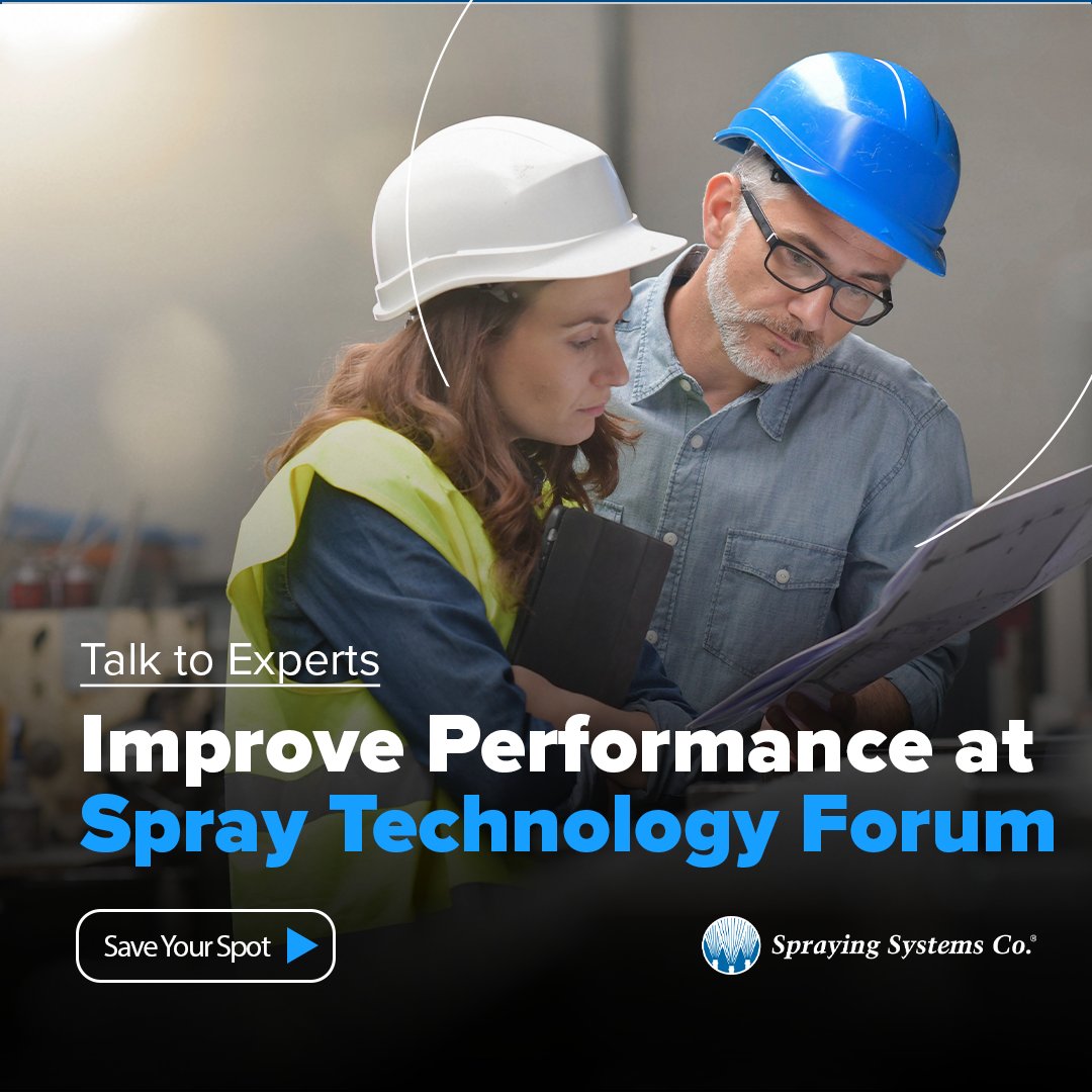 Smarter spray = real savings.
At the Spray Tech Forum in Katy, you’ll learn how the right nozzle setup can help cut water, air, and chemical use—while improving product consistency and reducing downtime.
Experience live demos, talk to spray engineers, and walk away with real,