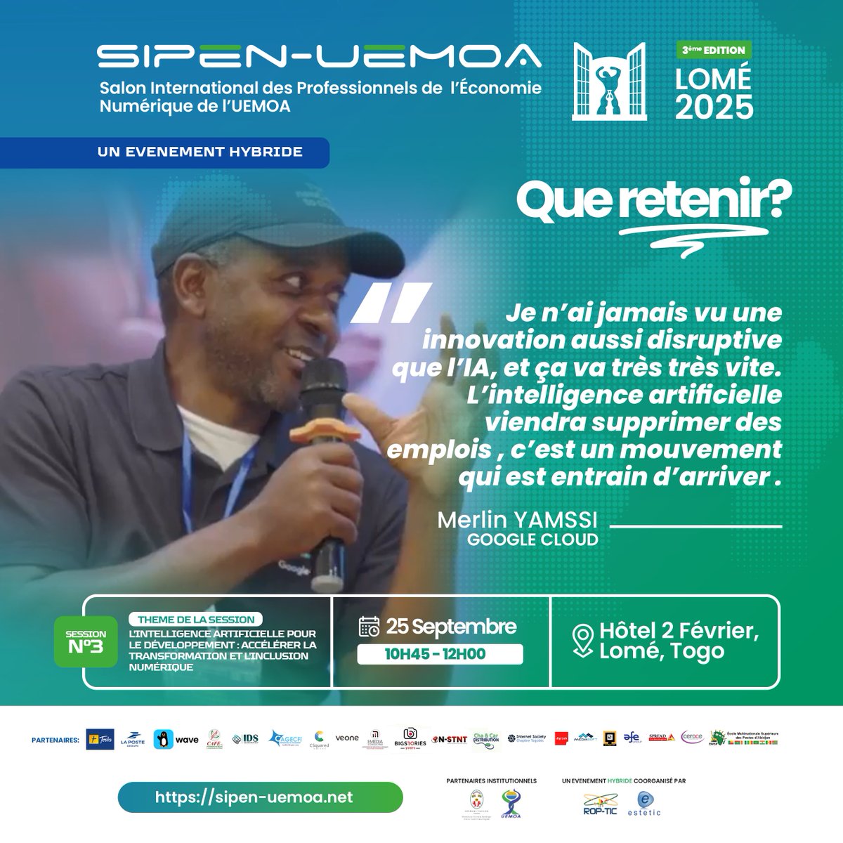 SipenUemoa's tweet photo. 2ème panel de la journée du 25 Septembre du SIPEN-UEMOA, Lomé 2025
#SIPENUEMOA2025 #IntelligenceArtificielle #InclusionNumérique #Innovation #TransformationDigitale #Veone #GroupeLaPoste #Google #JFNHightechUniversity https://t.co/4ldRo5tIuS