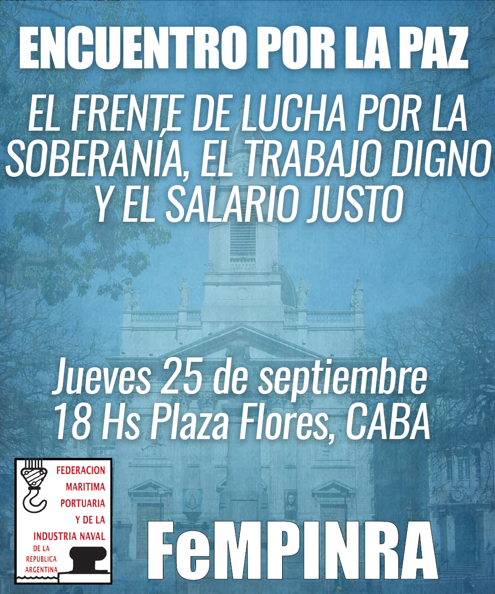 #FeMPINRATCOFICIAL El jueves 25 de septiembre los esperamos en la Plaza Flores a las 18 Hs en un "Encuentro por la Paz". Por favor concurrir con una vela o antorcha.