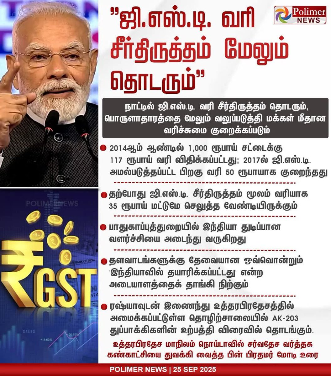 HRajaBJP's tweet image. மக்களின் நலன் கருதி GST வரி சீர்திருத்தம் மேலும் தொடரும் என்கிற மாண்புமிகு பிரதமர் திரு. @narendramodi அவர்களின் அறிவிப்பு வரவேற்கத்தக்கது.